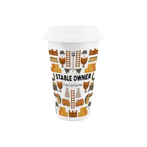 Stable Owner Ceramic Travel Mug - Novelty Yard Owner Stable Hand/Groom Gifts - Double-Walled Insulated Drinks Flask Cup