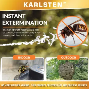 Karlsten Hyper Power Wasp Nest & Hornet Killer Spray - 600ml High Strength Long Range 5 Metre Spray for Indoor and Outdoor