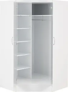 Nevada 2 Door Corner Wardrobe in White Gloss Finish