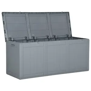 Berkfield Garden Storage Box 270L Grey PP Rattan