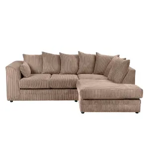 Lennox Jumbo Cord Corner Sofa Right hand facing Chaise Coffee