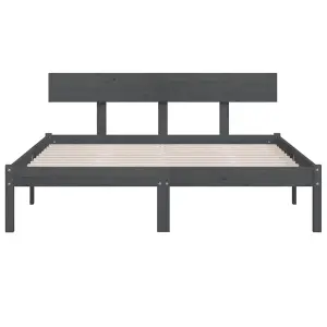 Berkfield Bed Frame Grey Solid Wood Pine 200x200 cm