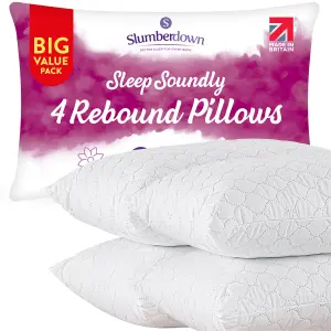 Slumberdown Sleep Soundly Rebound Pillow, Firm Support, 4 Pack