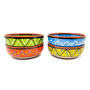 Fiesta Hand Painted Pattern Ceramic Kitchen Dining Set of 4 Tapas Bowls (Diam) 11cm