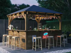 Dunster House Garden Bar 3 x 3 metres Wooden Outdoor Pub Shed Gazebo Kiosk Counter Barzebo Leviathan C