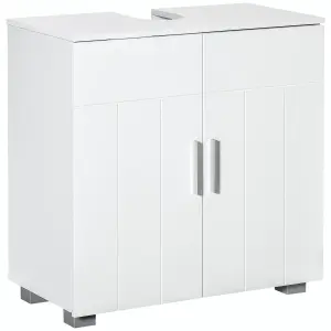 kleankin Bathroom Pedestal Under Sink Cabinet with Adjustable Shelf, White