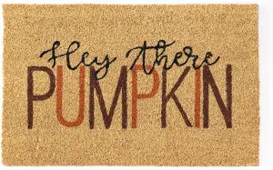 Hello Pumkin Autumn Door Mat - 60cm x 40cm Doormat Non Slip Coir Outdoor/Indoor