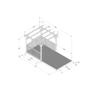 Forest Garden Natural Rectangular Pergola & decking kit x3 Balustrade (H) 2.5m x (W) 5.2m