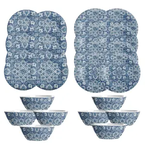 Purely Home Atlantic Blue 24 Piece Melamine Dinnerware Set for 8