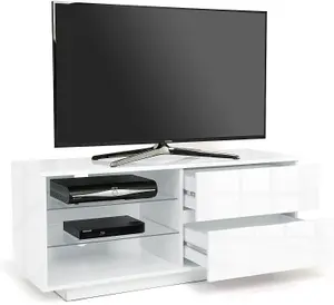 Homeology Gallus Gloss White with 2-White Drawers and 2 Shelves up to 55" LED/OLED/LCD TV Cabinet