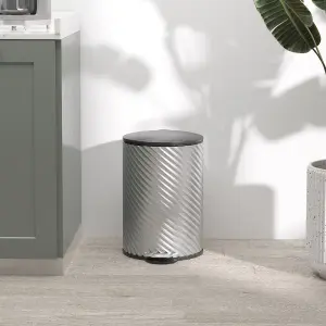 HOMCOM 20L Kitchen Pedal Bin, Stainless Steel Bin with Soft-close Lid, Silver