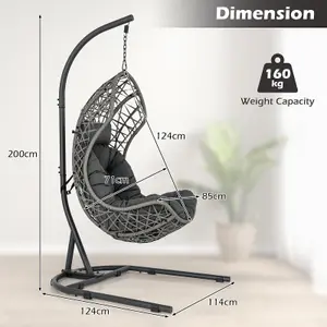 Costway Hanging Egg Chair w/ Stand Indoor Outdoor Patio Wicker Swing Chair