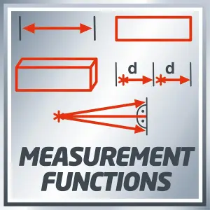 Einhell Laser Distance Measuring Tool - Portable Distance, Surface & Volume Calculator - 50 Metre Range - TC-LD 50