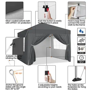 Yaheetech Pop Up Canopy Tent with 4 Sidewalls - Dark Grey