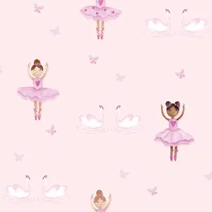 Holden Décor Pink & purple Glitter effect Ballerina Smooth Wallpaper Sample