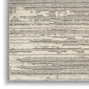 Grey Ivory,Modern Abstract Easy to clean Rug for Bedroom & Living Room-66 X 229cm (Runner)