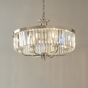 Luminosa Ascoli 6 Light Ceiling Pendant Bright Nickel Plate & Clear Cut Glass