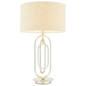 Unique Metal Table Lamp Antique Silver Linen Shade Modern Bedside Feature Light