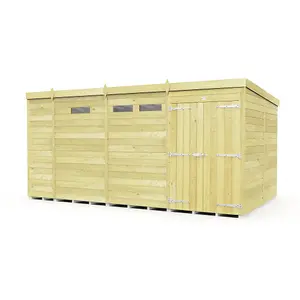 DIY Sheds 13x8 Pent Security Shed - Double Door