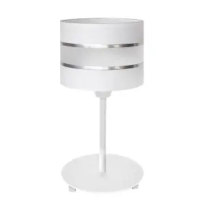 Luminosa Helen Table Lamp With Round Shade White, Silver 20cm