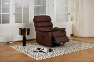 Blair Electric Recliner Lift And Tilt Riser Armchair Air Leather, Brown