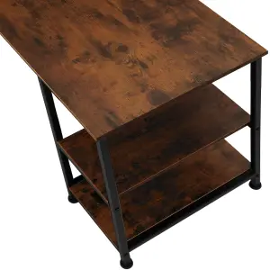 Desk Stoke - 2 side shelves with 2 storage compartments each - Industrial wood dark, rustic