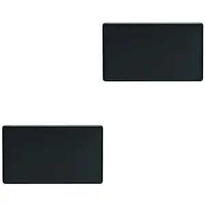 2 PACK Double SCREWLESS MATT BLACK Blanking Plate Round Edged Wall Hole Cover