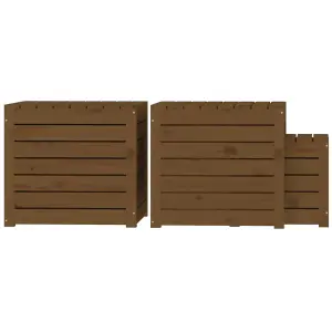 Berkfield 3 Piece Garden Box Set Honey Brown Solid Wood Pine