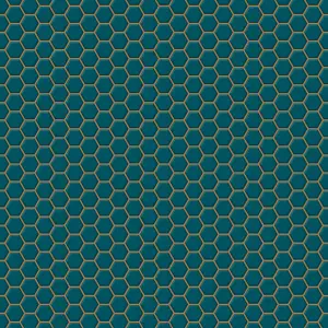 Contour Teal Tile effect Hexagon lattice Textured Wallpaper Sample