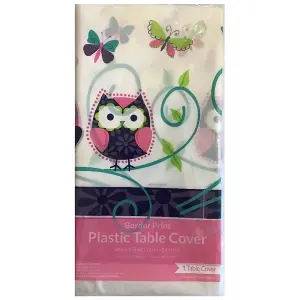 Creative Party Plastic Owl Party Table Cover White/Purple/Pink (One Size)