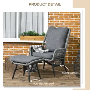 Outsunny Garden Rattan Leisure Chair Set w/ Adjustable Backrest, Outdoor Chair Set, Grey