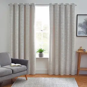 Elisa Ecru Slub Lined Eyelet Curtains (W)167cm (L)183cm, Pair