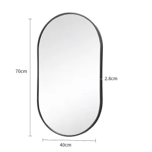 Black Wall Mounted Oval Bathroom Framed Mirror Vanity Mirror for Dressing Table 400 x 700 mm