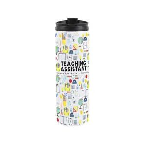 Teaching Assistant Travel Mug - Novelty School TA Gift - Stainless Steel Vacuum-Sealed Double-Walled Hot/Cold Drinks Travel Flask