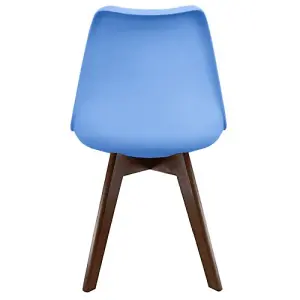 Soho Light Blue Plastic Dining Chair with Squared Dark Wood Legs