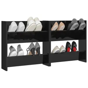 Berkfield Wall Shoe Cabinets 2 pcs High Gloss Black 60x18x60 cm Engineered Wood