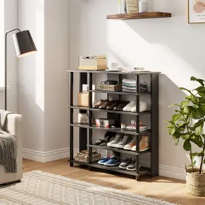 Black MDF Shoe Rack with 8 Open Shelves for Entryway or Closet Organization 92cm (H)