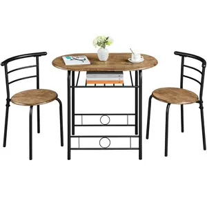 2 - Person Dining Set Brown/Black / 76" H x 49" W x 42" D