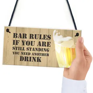 Red Ocean Novelty BAR RULES Sign Funny Home Bar Sign Man Cave Birthday Gifts For Him