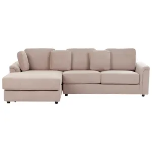 Right-Hand Corner Sofa with Ottoman KOHLO Taupe Fabric Right Hand