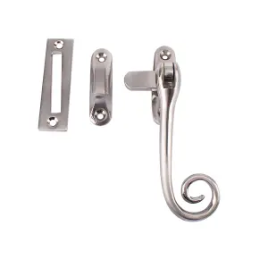 Dart Monkey Tail Brass Window Fastener with Hook & Mortice Plate - Satin Nickel