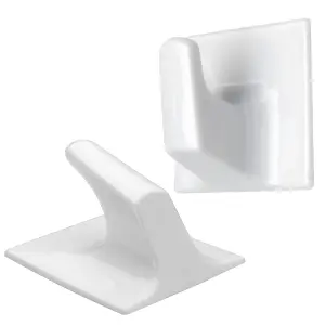 Large Self Adhesive Hook Strong Stick on Hook 50mm x 50mm White Plastic Hook - Pack of 2 for Blinds and more