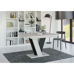 Extendable Dining Table Ameila Light Grey/Black