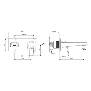 Ideal Standard Ceraplan Standard Black Square Wall Mixer Tap