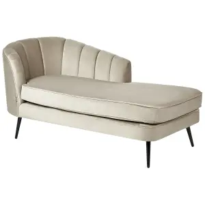 Left Hand Velvet Chaise Lounge Beige ALLIER