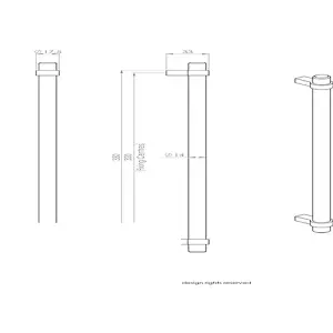 2x Round T Bar Cabinet Pull Handle 360 x 14mm 320mm Fixing Centres Satin Nickel