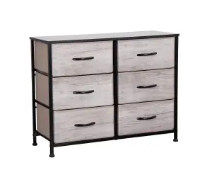 Requena Chest of Drawers, 6 Drawers with Wood Top and Large Storage Space, Easy to Install Room Organizer CD-5826-Grey-Black