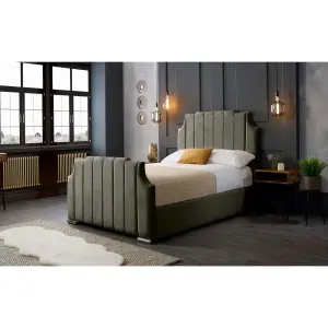 Nelson Plush Velvet Grey Bed Frame