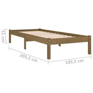 Berkfield Bed Frame Honey Brown Solid Wood Pine 100x200 cm