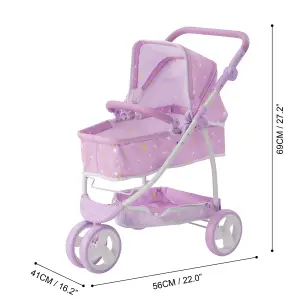 Teamson Kids Twinkle Stars Princess 2-in-1 Baby Doll Stroller, Purple